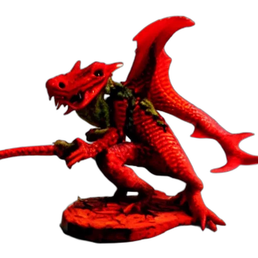 dragon, creature, staff, concept art, 3d render, fantasy art, pixel art, red transparent PNG cut-out