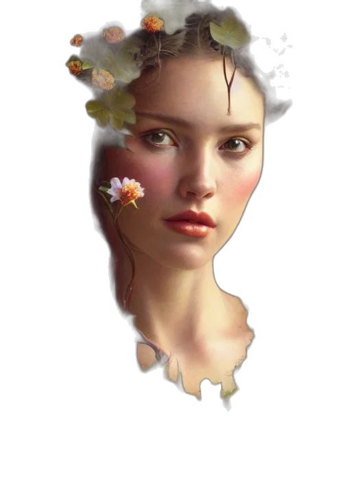 face, crown, flower, jewelry transparent PNG cut-out