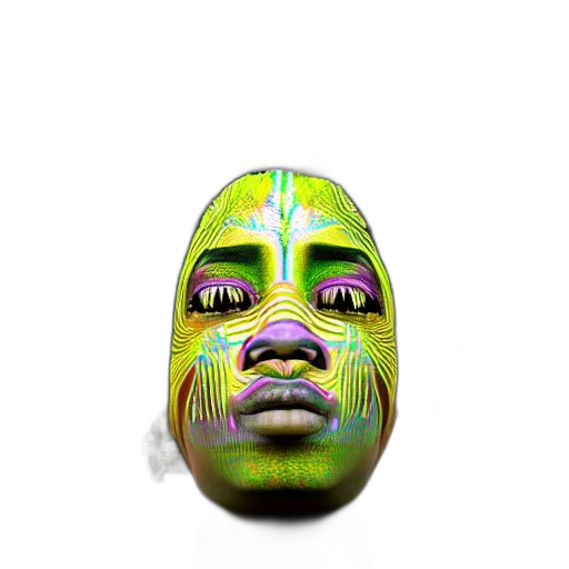 mask, face, creature, animal, 3d render, photorealistic, vaporwave, concept art transparent PNG cut-out