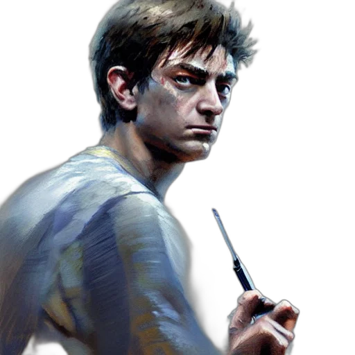 staff, face, comic book art, photorealistic transparent PNG cut-out