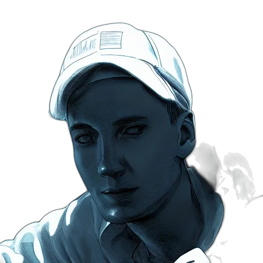 hat, face, photorealistic, watercolor, concept art, comic book art, blue, pastel transparent PNG cut-out