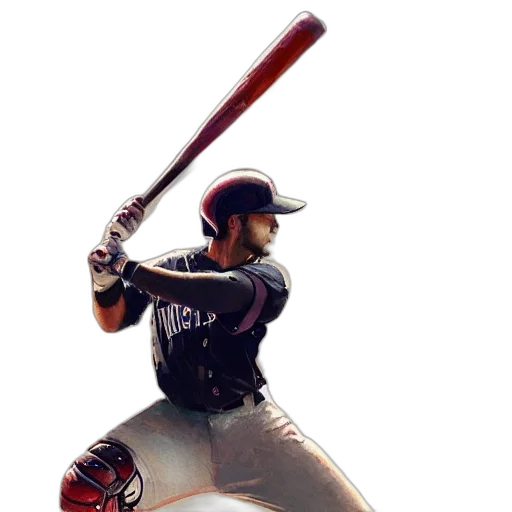 photorealistic, baseball, player, hitting transparent PNG cut-out