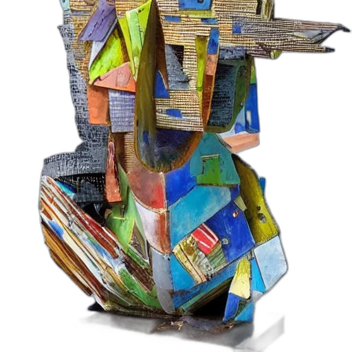 jacket, robot, shoes, dress, sculpture, made, recycled, materials transparent PNG cut-out