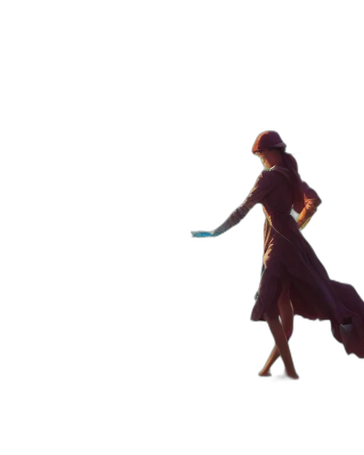 dress, umbrella, staff, hat transparent PNG cut-out