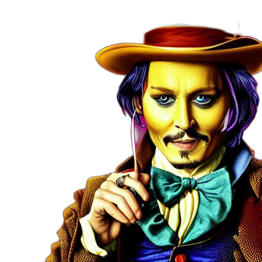 face, comic book art, photorealistic, cartoon, fantasy art, portrait, johnny, depp transparent PNG cut-out