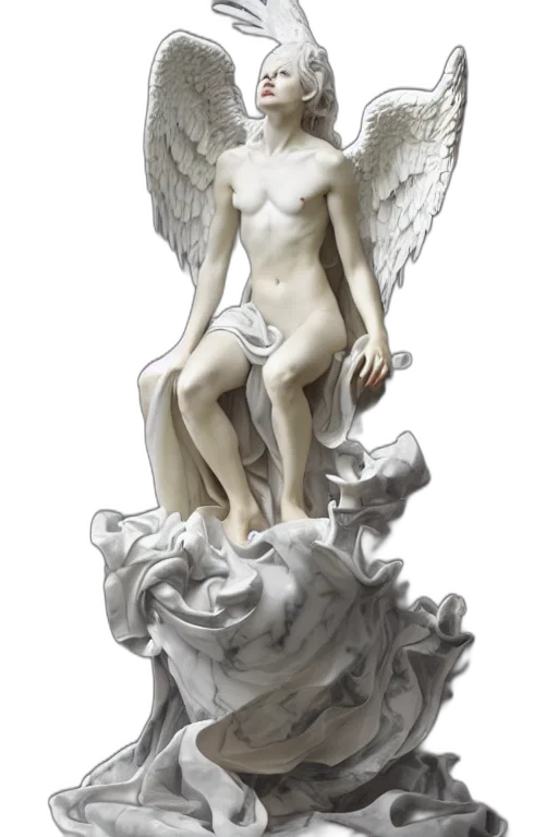 3d render, photorealistic, fantasy art, concept art, beautiful, white, angel, dark transparent PNG cut-out