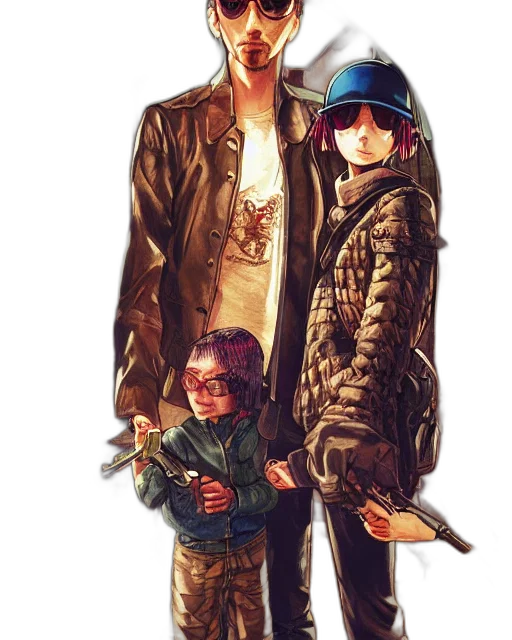 jacket, weapon, concept art, cyberpunk transparent PNG cut-out