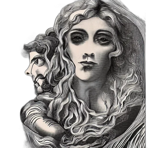 face, mask, hair, dress, pencil sketch, fantasy art, photorealistic, comic book art transparent PNG cut-out
