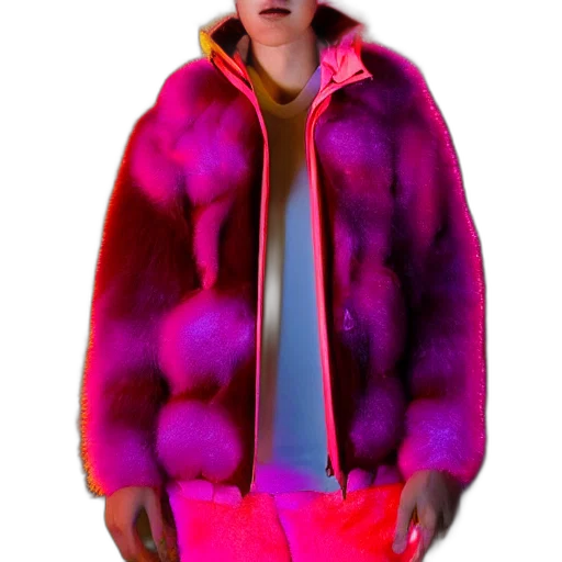 jacket, creature, face, animal, 3d render, vaporwave, cyberpunk, concept art transparent PNG cut-out