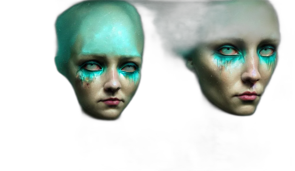 mask, face, robot, creature, 3d render, photorealistic, concept art, vaporwave transparent PNG cut-out