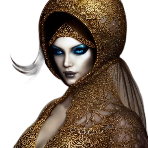 jewelry, mask, dress, face, fantasy art, photorealistic, concept art, 3d render transparent PNG cut-out