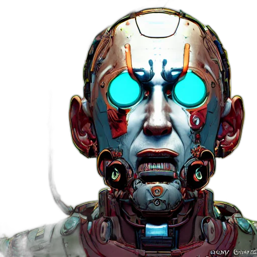 robot, face, mask, cyberpunk transparent PNG cut-out
