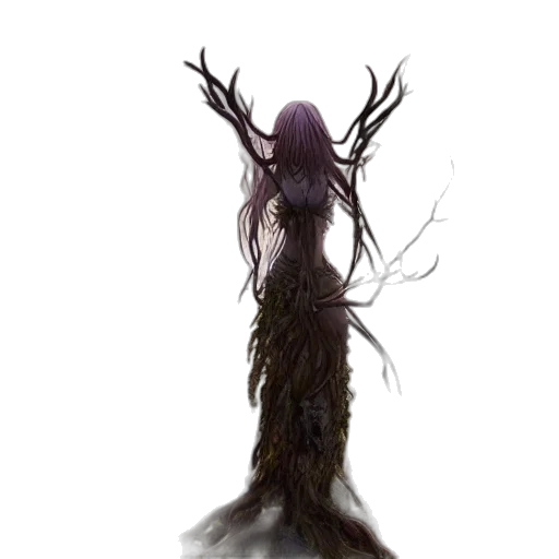 hair, creature, dress, tree transparent PNG cut-out