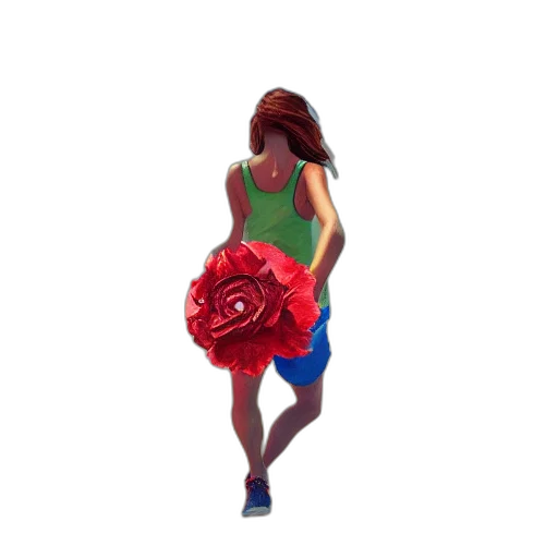 dress, flower, pixel art, concept art, 3d render, photorealistic, red, neon transparent PNG cut-out