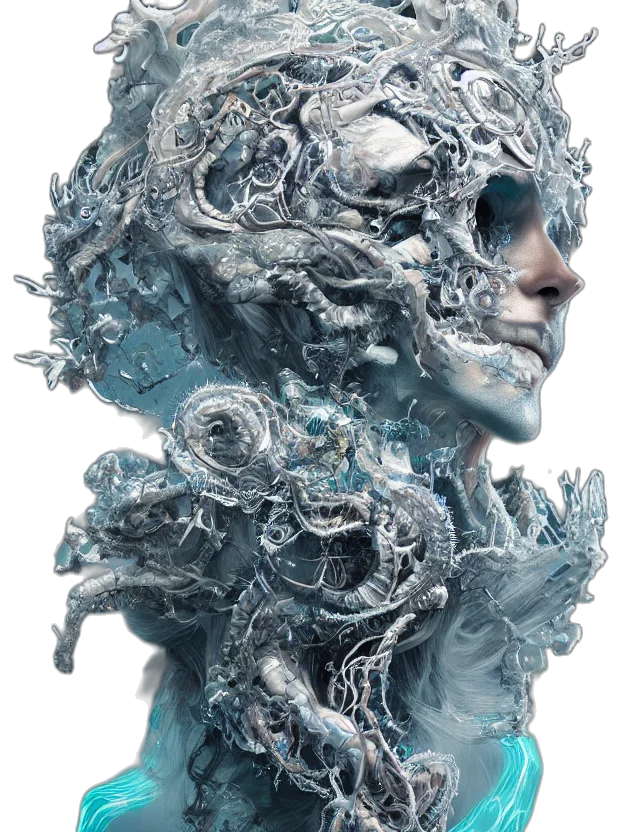 mask, face, creature, dragon, concept art, fantasy art, 3d render, cyberpunk transparent PNG cut-out