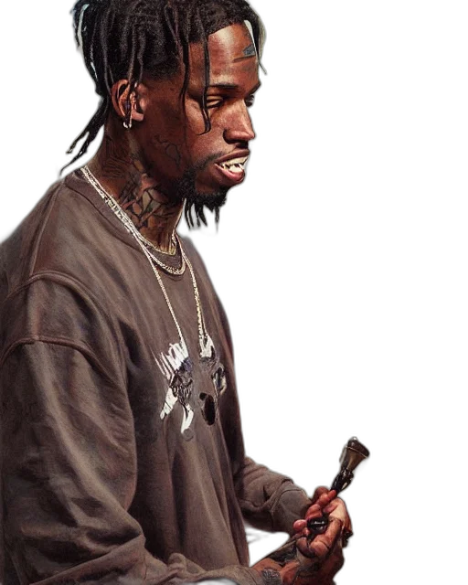 jacket, weapon, animal, face, photorealistic, oil painting, concept art, watercolor transparent PNG cut-out