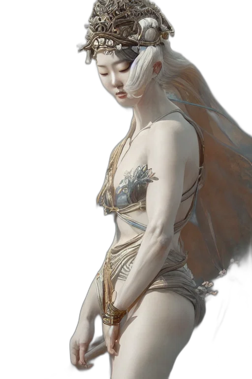 dragon, dress, jewelry, fantasy art, concept art, photorealistic, oil painting, underwater transparent PNG cut-out