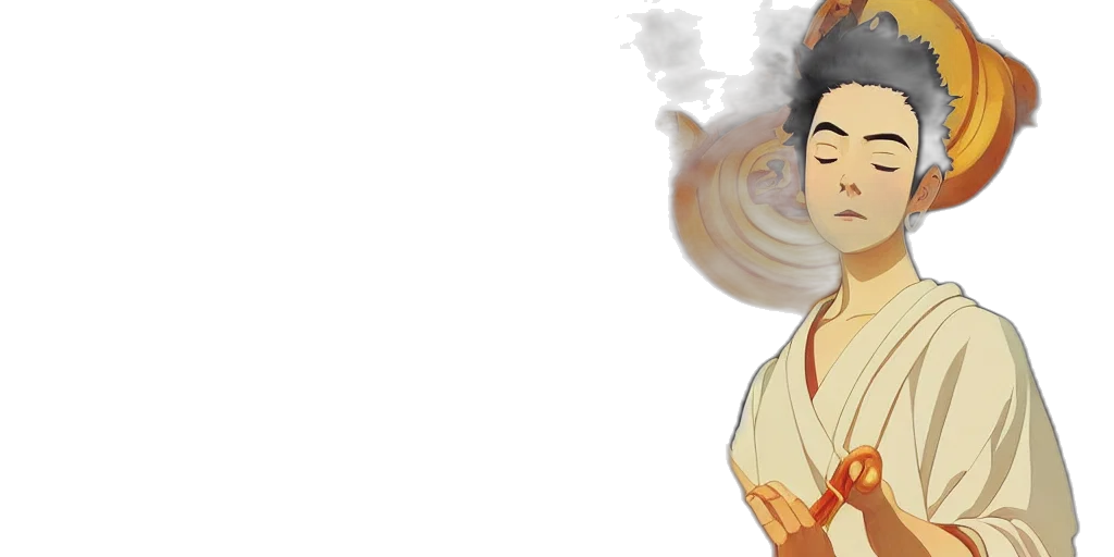 concept art, fantasy art, pixel art, anime, fire, earth tones, golden, buddhism transparent PNG cut-out