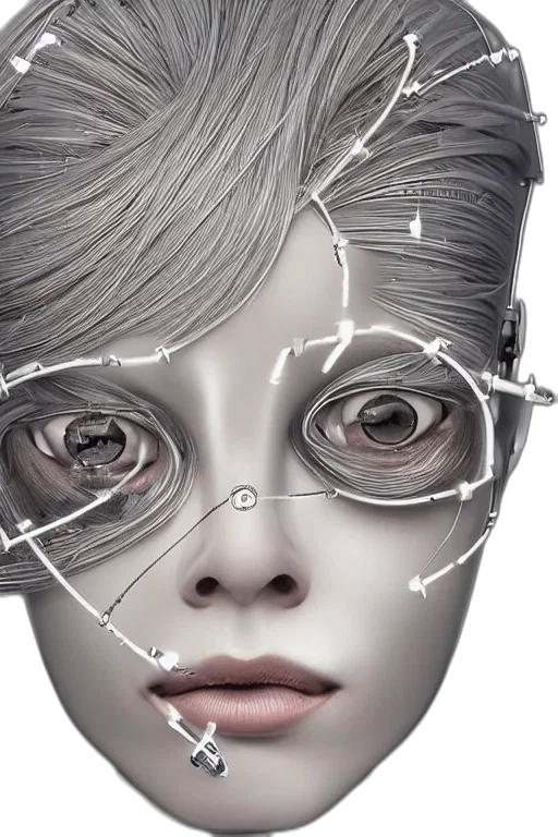 mask, face, robot, photorealistic, cyberpunk, concept art, 3d render, human transparent PNG cut-out