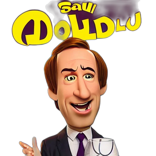 cartoon, 3d render, concept art, photorealistic, saul, goodman, pixar, movie transparent PNG cut-out