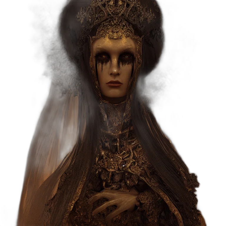 crown, mask, face, dress, fantasy art, concept art, photorealistic, 3d render transparent PNG cut-out