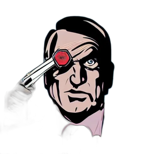 staff, face, robot, mask, cartoon, comic book art, concept art, cyberpunk transparent PNG cut-out