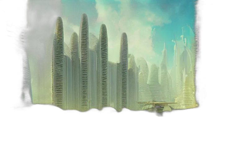 building, concept art, fantasy art, 3d render transparent PNG cut-out