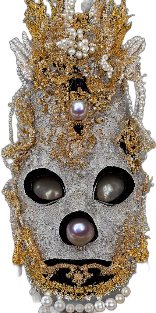 mask, jewelry, crown, face, 3d render, hyperrealism, detailed, textures transparent PNG cut-out