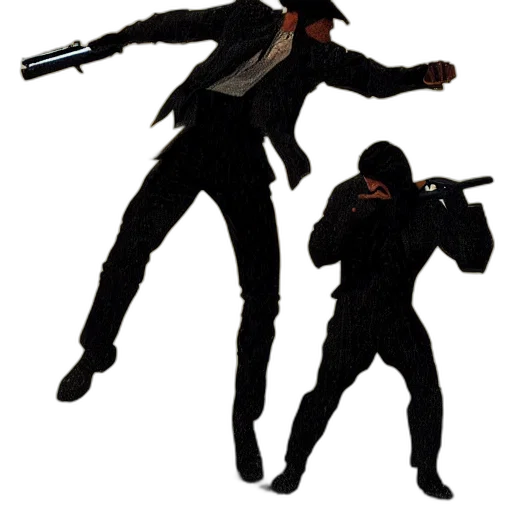 jacket, staff, weapon, mask transparent PNG cut-out