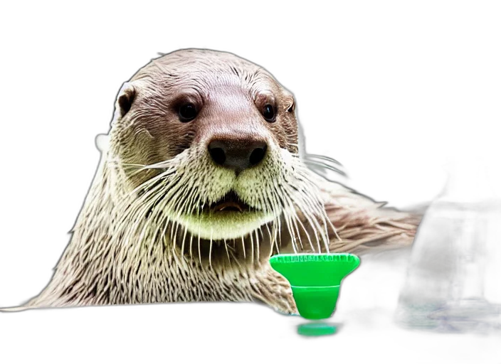 animal, 3d render, green, film, still, otter, working, research transparent PNG cut-out