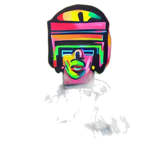 mask, face, robot, hat, vaporwave, 3d render, pixel art, concept art transparent PNG cut-out