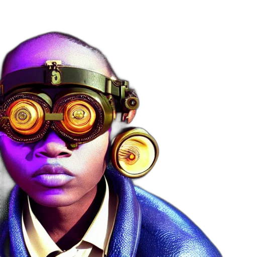 robot, jacket, mask, concept art, cyberpunk, 3d render, comic book art, vfx transparent PNG cut-out