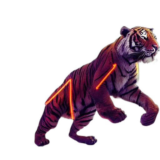 animal, creature, staff, concept art, 3d render, photorealistic, pixel art, tiger transparent PNG cut-out