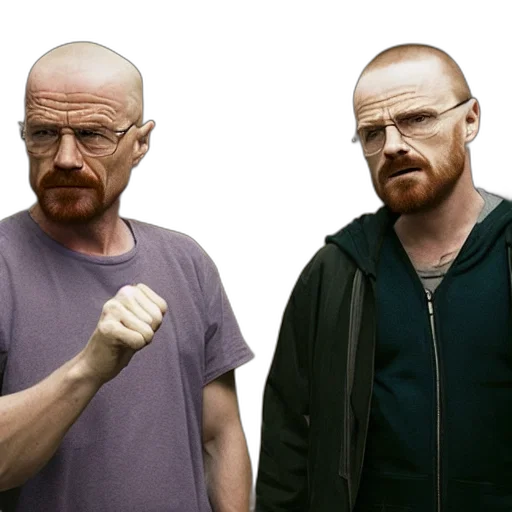 photorealistic, concept art, 3d render, cartoon, walter, white, jesse, pinkman transparent PNG cut-out