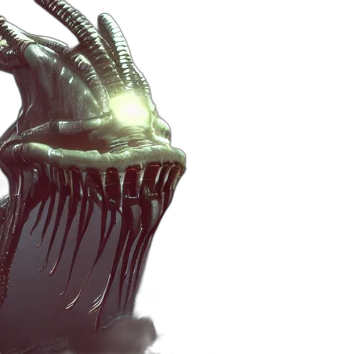 creature, 3d render, concept art, octane, render, angry, xenomorph, close transparent PNG cut-out