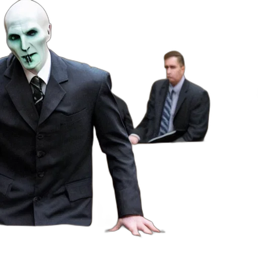mask, creature, jacket, staff transparent PNG cut-out