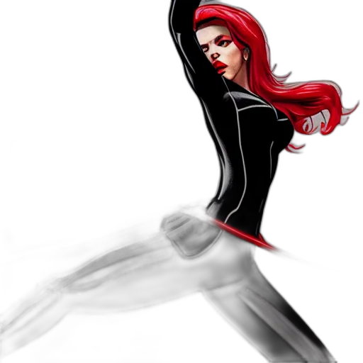 comic book art, concept art, cartoon, fantasy art, red, scarlett, johansson, black transparent PNG cut-out