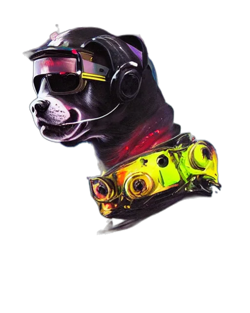 mask, animal, staff, robot, cyberpunk, photorealistic, concept art, 3d render transparent PNG cut-out