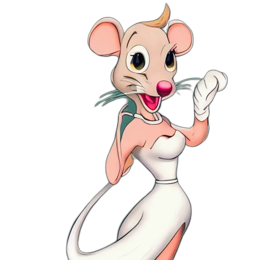 animal, staff, cartoon, concept art, 3d render, photorealistic, female, mouse transparent PNG cut-out
