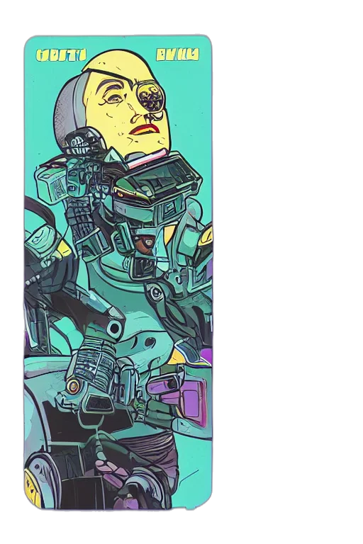 robot, jacket, weapon, face transparent PNG cut-out