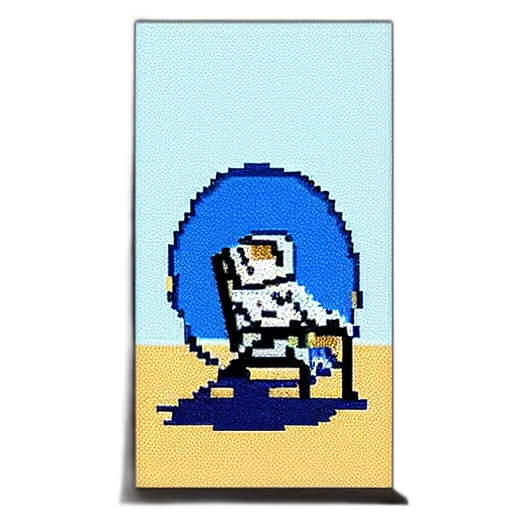 robot, sword, staff, jacket, pixel art, vaporwave, concept art, comic book art transparent PNG cut-out