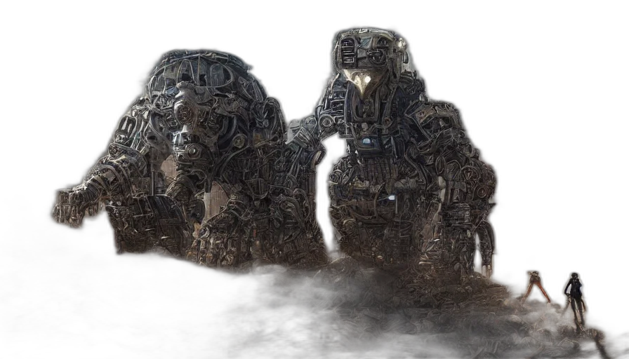 robot, mask, concept art, 3d render transparent PNG cut-out