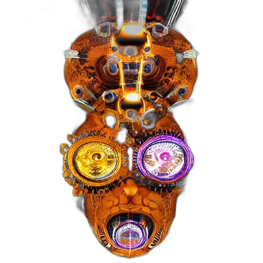 jewelry, robot, mask, crown, 3d render, concept art, cyberpunk, fantasy art transparent PNG cut-out