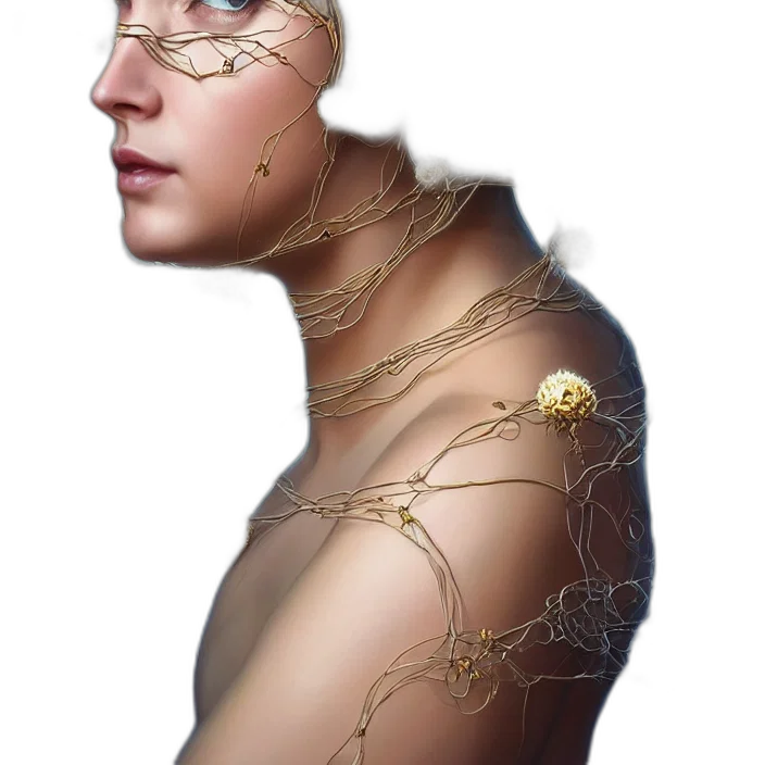jewelry, crown, mask, face, cyberpunk, fantasy art, photorealistic, concept art transparent PNG cut-out