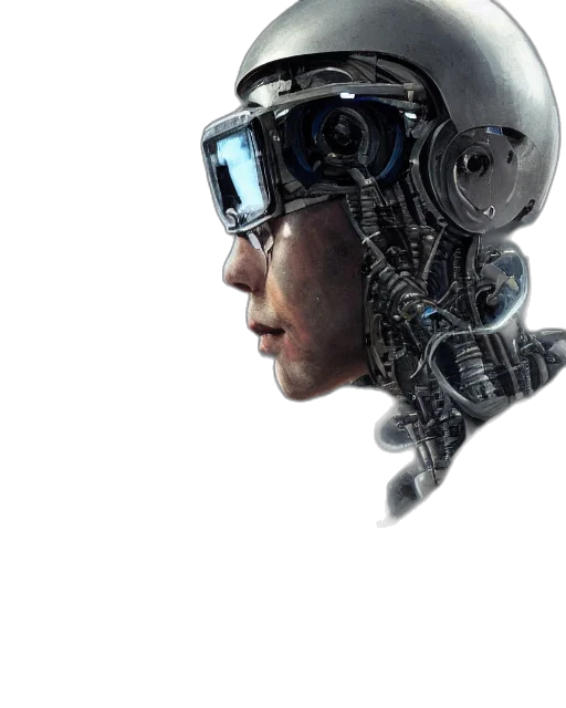 robot, face, mask, cyberpunk, concept art, 3d render, photorealistic, outer space transparent PNG cut-out