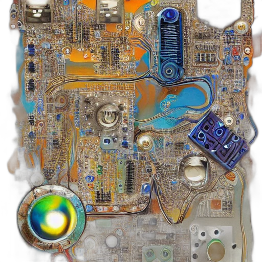 robot, jacket, jewelry, mask, cyberpunk, concept art, outer space, circuitboards transparent PNG cut-out