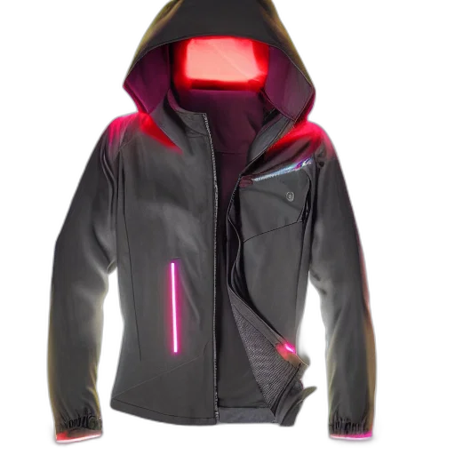 jacket, cyberpunk, 3d render, vaporwave, concept art, neon lights, neon, autumn transparent PNG cut-out