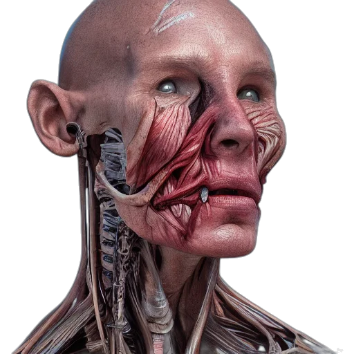robot, face, mask, creature, cyberpunk, concept art, photorealistic, 3d render transparent PNG cut-out