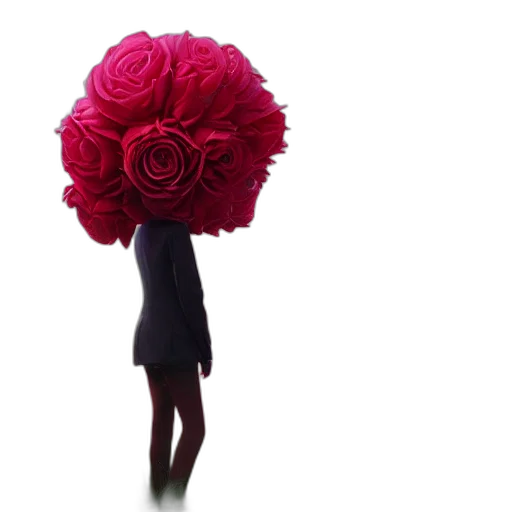 flower, dress, hat, crown, 3d render, photorealistic, concept art, red transparent PNG cut-out