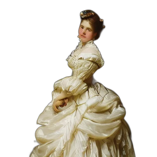 dress, crown, jewelry, staff transparent PNG cut-out